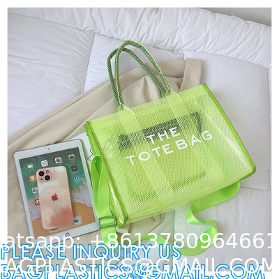 Wholesale Summer Clear Mesh PVC Beach Bags Transparent Design Tote Bags Women Luxury Handbags For Outdoor