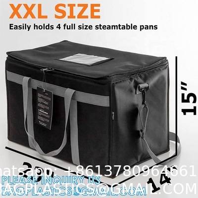Thermal Food Delivery Backpack w/Cup Holders Insulated Pizza Delivery Bag Mesh Pocket and Receipt Window