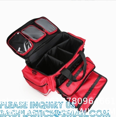 Red First Responder Bag Trauma Backpack, Medical Emergency Kits Storage Jump Bag Pack for EMT, EMS, Police
