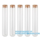 Plastic Glass Test Tubes with Cork Stoppers, Liquid Sample Vial, Leak-Proof, Jars Tube Containers With Wood Lid