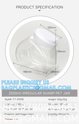 Plastic Square Grip Storage Jar, Candy Buffet Containers, Food Jar, Cosmetic Jar, Spice jar, juice sauce bottle