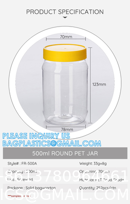 Plastic Square Grip Storage Jar, Candy Buffet Containers, Food Jar, Cosmetic Jar, Spice jar, juice sauce bottle
