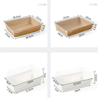Wooden Food Packaging Box Cake Dessert Container With Plastic Cover, Take Out Pastry Cake Lunch Sushi Tray
