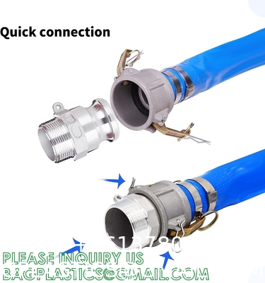PVC Lay Flat Pump Discharge Hose With Aluminum Camlock C & E Fittings, Cam Lock Fitting Type F included, Heavy Duty