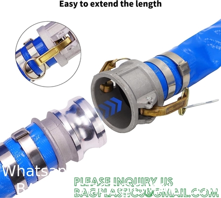 PVC Lay Flat Pump Discharge Hose With Aluminum Camlock C & E Fittings, Cam Lock Fitting Type F included, Heavy Duty