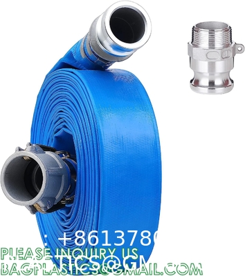 PVC Lay Flat Pump Discharge Hose With Aluminum Camlock C & E Fittings, Cam Lock Fitting Type F included, Heavy Duty