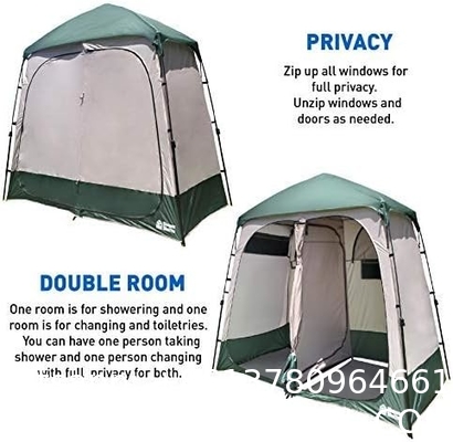 Shower Shelter – Giant Portable Outdoor Pop UP Camping Shower Tent Enclosure – Changing Room – 2 Rooms – Instant