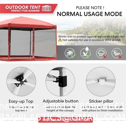 210d Oxford Easy Pop Up Canopy, Outdoor Screen Tent with Mesh Mosquito Netting Side Walls for Camping Picnic Party