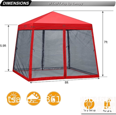 210d Oxford Easy Pop Up Canopy, Outdoor Screen Tent with Mesh Mosquito Netting Side Walls for Camping Picnic Party