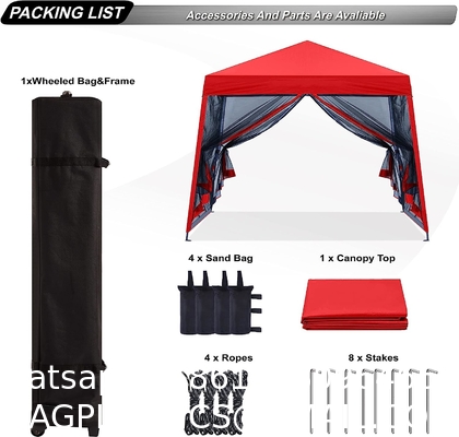 210d Oxford Easy Pop Up Canopy, Outdoor Screen Tent with Mesh Mosquito Netting Side Walls for Camping Picnic Party