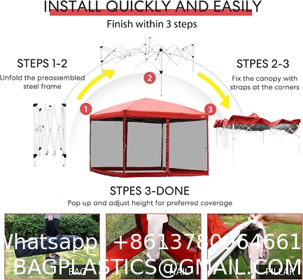 210d Oxford Easy Pop Up Canopy, Outdoor Screen Tent with Mesh Mosquito Netting Side Walls for Camping Picnic Party