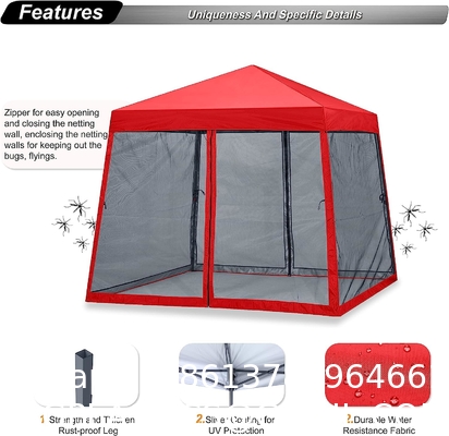 210d Oxford Easy Pop Up Canopy, Outdoor Screen Tent with Mesh Mosquito Netting Side Walls for Camping Picnic Party