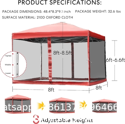 210d Oxford Easy Pop Up Canopy, Outdoor Screen Tent with Mesh Mosquito Netting Side Walls for Camping Picnic Party