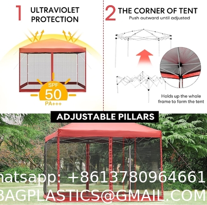 210d Oxford Easy Pop Up Canopy, Outdoor Screen Tent with Mesh Mosquito Netting Side Walls for Camping Picnic Party