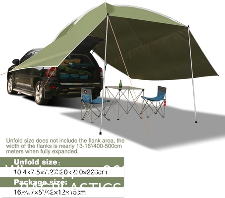Waterproof Car Awning Sun Shelter, Portable Auto Canopy Camper Trailer Sun Shade for Camping, SUV, Outdoor, Beach Army