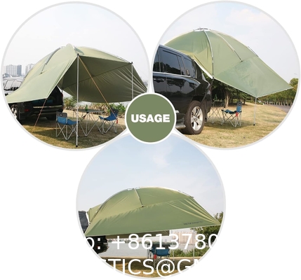 Waterproof Car Awning Sun Shelter, Portable Auto Canopy Camper Trailer Sun Shade for Camping, SUV, Outdoor, Beach Army