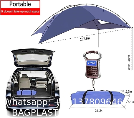 Waterproof Car Awning Sun Shelter, Portable Auto Canopy Camper Trailer Sun Shade for Camping, SUV, Outdoor, Beach Army