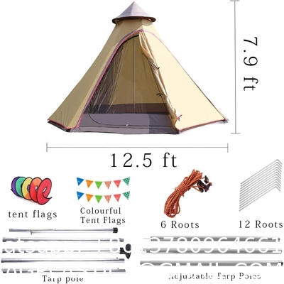 Outdoor Camping Retro Tent, Luxury Glamping Tent Waterproof Canvas Tents for Family Camping Outdoor Hunting Party