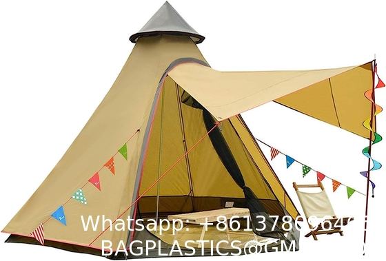Outdoor Camping Retro Tent, Luxury Glamping Tent Waterproof Canvas Tents for Family Camping Outdoor Hunting Party