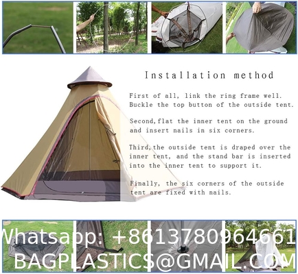Outdoor Camping Retro Tent, Luxury Glamping Tent Waterproof Canvas Tents for Family Camping Outdoor Hunting Party