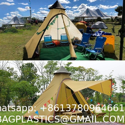 Outdoor Camping Retro Tent, Luxury Glamping Tent Waterproof Canvas Tents for Family Camping Outdoor Hunting Party
