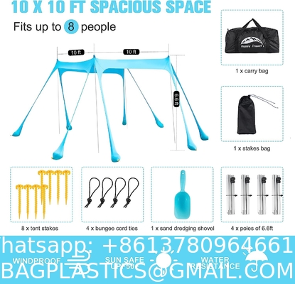 Outdoor Camping Beach Sunshade Sky Tent, Beach Canopy Tent Sun Shade, Gradient Beach Canopy, Stability Upgraded tent