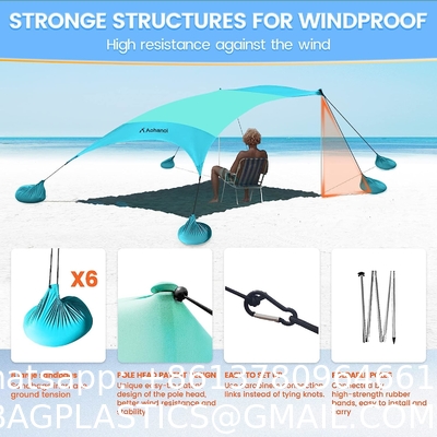Outdoor Camping Beach Sunshade Sky Tent, Beach Canopy Tent Sun Shade, Gradient Beach Canopy, Stability Upgraded tent