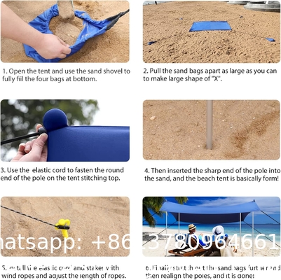 Outdoor Camping Beach Sunshade Sky Tent, Beach Canopy Tent Sun Shade, Gradient Beach Canopy, Stability Upgraded tent