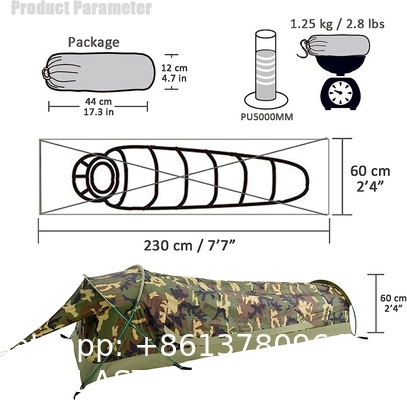 Ultralight Camping Tent, Ultralight Single Person Bivy Tent for Camp Waterproof 1 Man Tent Camping Hiking Backpack