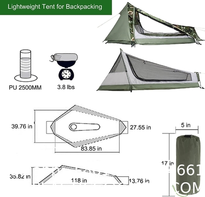 Ultralight Camping Tent, Ultralight Single Person Bivy Tent for Camp Waterproof 1 Man Tent Camping Hiking Backpack