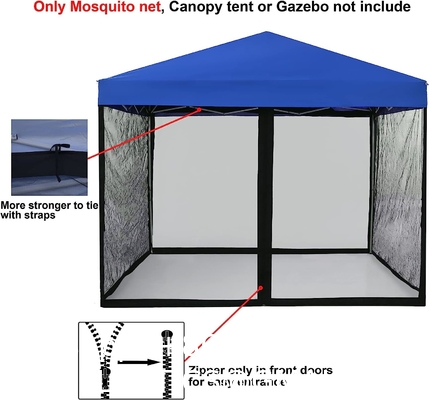 Mosquito Net with Zipper for 10' x 10' Patio Gazebo Canopy Tent, Zippered Mesh Sidewalls Screen Walls for Outdoor