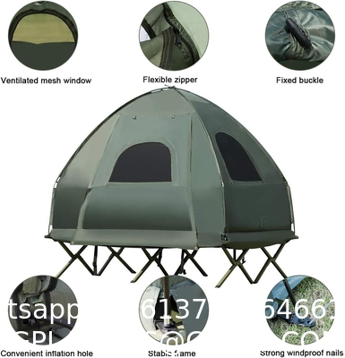 Camping Tent Cot, Folding Tent Combo Air Mattress & Sleeping Bag, Off-Ground Tent Shelter with Carry Bag for Hiking