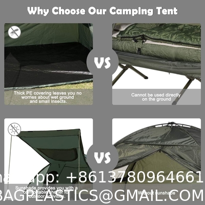 Camping Tent Cot, Folding Tent Combo Air Mattress & Sleeping Bag, Off-Ground Tent Shelter with Carry Bag for Hiking