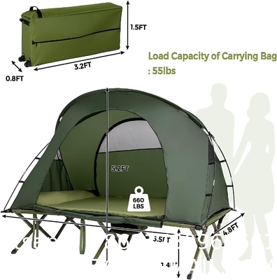 Camping Tent Cot, Folding Tent Combo Air Mattress & Sleeping Bag, Off-Ground Tent Shelter with Carry Bag for Hiking