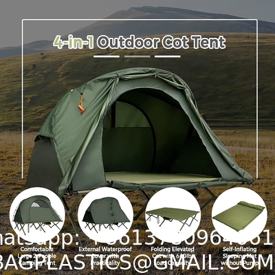 Camping Tent Cot, Folding Tent Combo Air Mattress & Sleeping Bag, Off-Ground Tent Shelter with Carry Bag for Hiking