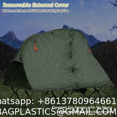 Camping Tent Cot, Folding Tent Combo Air Mattress & Sleeping Bag, Off-Ground Tent Shelter with Carry Bag for Hiking