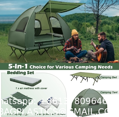 Camping Tent Cot, Folding Tent Combo Air Mattress & Sleeping Bag, Off-Ground Tent Shelter with Carry Bag for Hiking