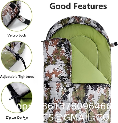 Camouflage Camping Sleeping Bag, Adults & Kids Seasons Warm Cold Weather Hiking Camping Indoor Outdoor Use