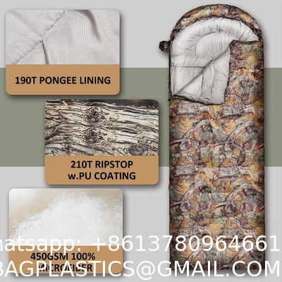 Camouflage Camping Sleeping Bag, Adults & Kids Seasons Warm Cold Weather Hiking Camping Indoor Outdoor Use