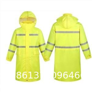 Reflective Raincoat, Classic Raincoat Waterproof Hi Vis Reflective Long Rain Jacket ANSI Class 3 Yellow, 4X-Large