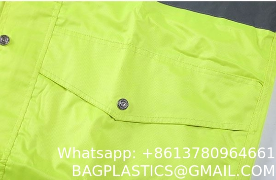 Reflective Raincoat, Classic Raincoat Waterproof Hi Vis Reflective Long Rain Jacket ANSI Class 3 Yellow, 4X-Large