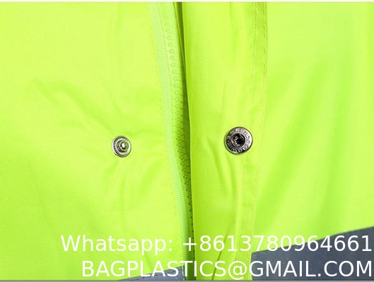 Reflective Raincoat, Classic Raincoat Waterproof Hi Vis Reflective Long Rain Jacket ANSI Class 3 Yellow, 4X-Large