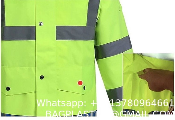 Reflective Raincoat, Classic Raincoat Waterproof Hi Vis Reflective Long Rain Jacket ANSI Class 3 Yellow, 4X-Large