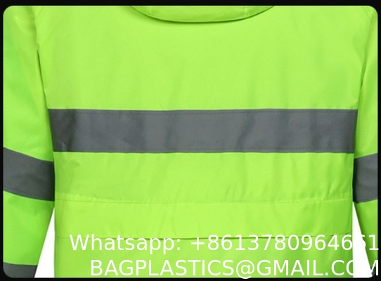 Reflective Raincoat, Classic Raincoat Waterproof Hi Vis Reflective Long Rain Jacket ANSI Class 3 Yellow, 4X-Large