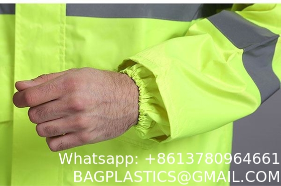 Reflective Raincoat, Classic Raincoat Waterproof Hi Vis Reflective Long Rain Jacket ANSI Class 3 Yellow, 4X-Large