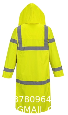 Reflective Raincoat, Classic Raincoat Waterproof Hi Vis Reflective Long Rain Jacket ANSI Class 3 Yellow, 4X-Large