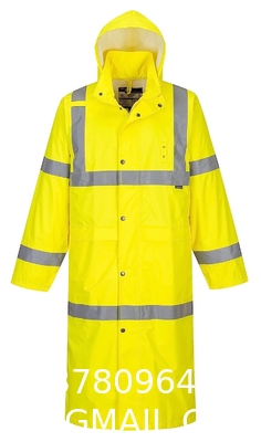 Reflective Raincoat, Classic Raincoat Waterproof Hi Vis Reflective Long Rain Jacket ANSI Class 3 Yellow, 4X-Large