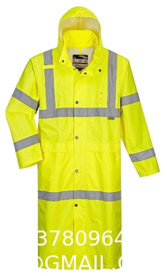 Reflective Raincoat, Classic Raincoat Waterproof Hi Vis Reflective Long Rain Jacket ANSI Class 3 Yellow, 4X-Large