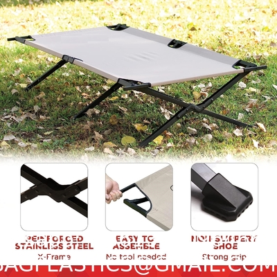 Outdoor Camping Travel Portable Foldable Steel Camping Bed Frame, Office Nap, Beach Vocation and Home Lounging