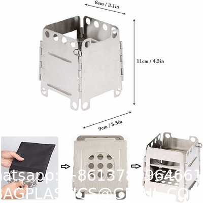Picnic BBQ Cooker Portable Folding Stainless Steel Backpacking Stove Wood Burning Camp Stoves